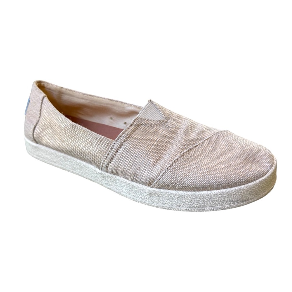 Toms Avalon Rose Gold Metallic Woven Vegan Slip Ons, 9.5